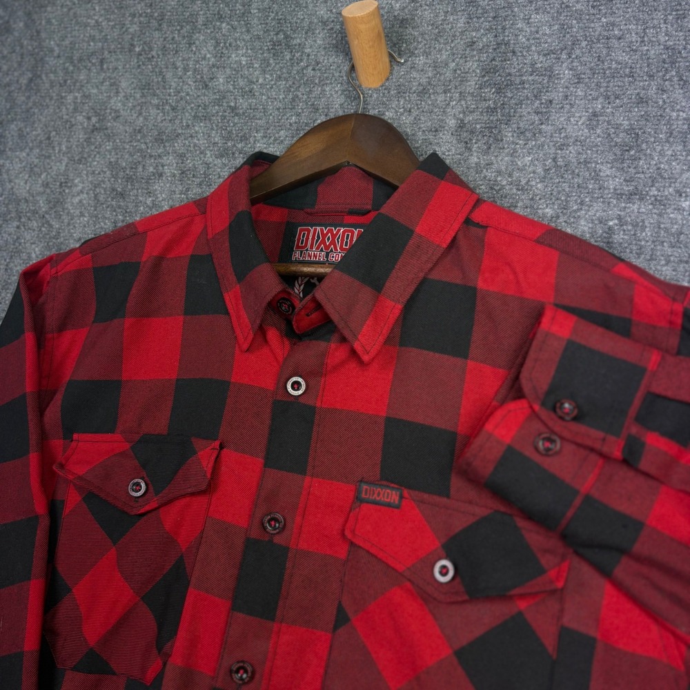 Dixxon Flannel Redrum Shirt Mens 2X Red Black Buffalo Plaid D-Tech Button Up